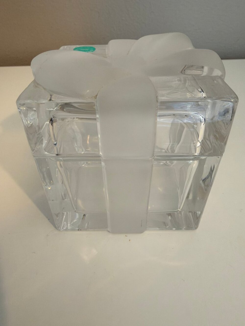 Tiffany & Co Crystal Glass Gift Box Frosted Bow Lid Trinket Box Germany